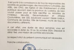 Lualaba : Le Ministère de l&rsquo;Intérieur lance une opération d&rsquo;identification pour les organisations locales