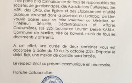 Lualaba : Le Ministère de l&rsquo;Intérieur lance une opération d&rsquo;identification pour les organisations locales
