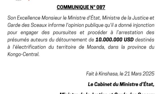 Kongo-central : 10 millions de dollars destinés à l&rsquo;électrification de Moanda détournés
