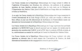 Goma : les FARDC évacuent leurs troupes réfugiées avec l&rsquo;appui de la MONUSCO