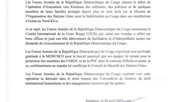 Goma : les FARDC évacuent leurs troupes réfugiées avec l&rsquo;appui de la MONUSCO