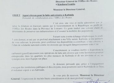 Lomami: Déterminé dans la lutte anti-érosive à Kabinda, Dieudonné Nkishi vient à la rescousse de l&rsquo;Office des Routes